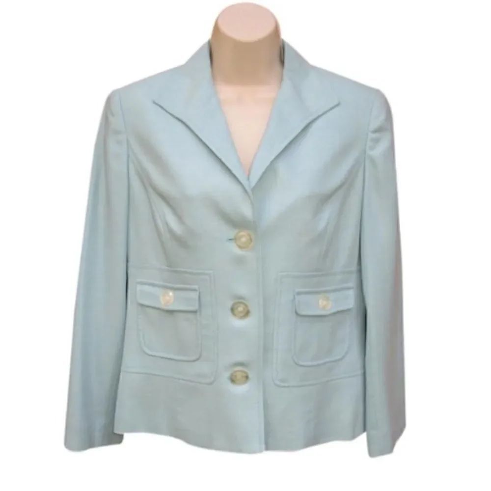 Carlisle Blue Green Wool Silk Blazer Jacket